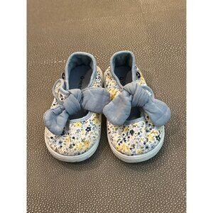 Victorias Shoes Blue and Yellow Floral With Tie US 5.5 EUR 21 VGUC